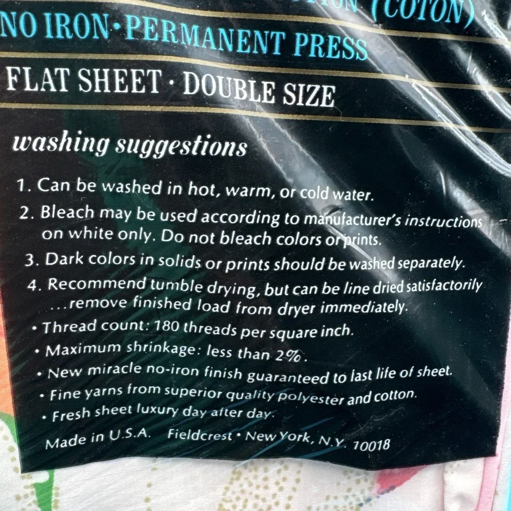 Vtg 70s Fieldcrest FULL Size Flat Sheet Saturdays Flower Power Mod‎ Print Fabric